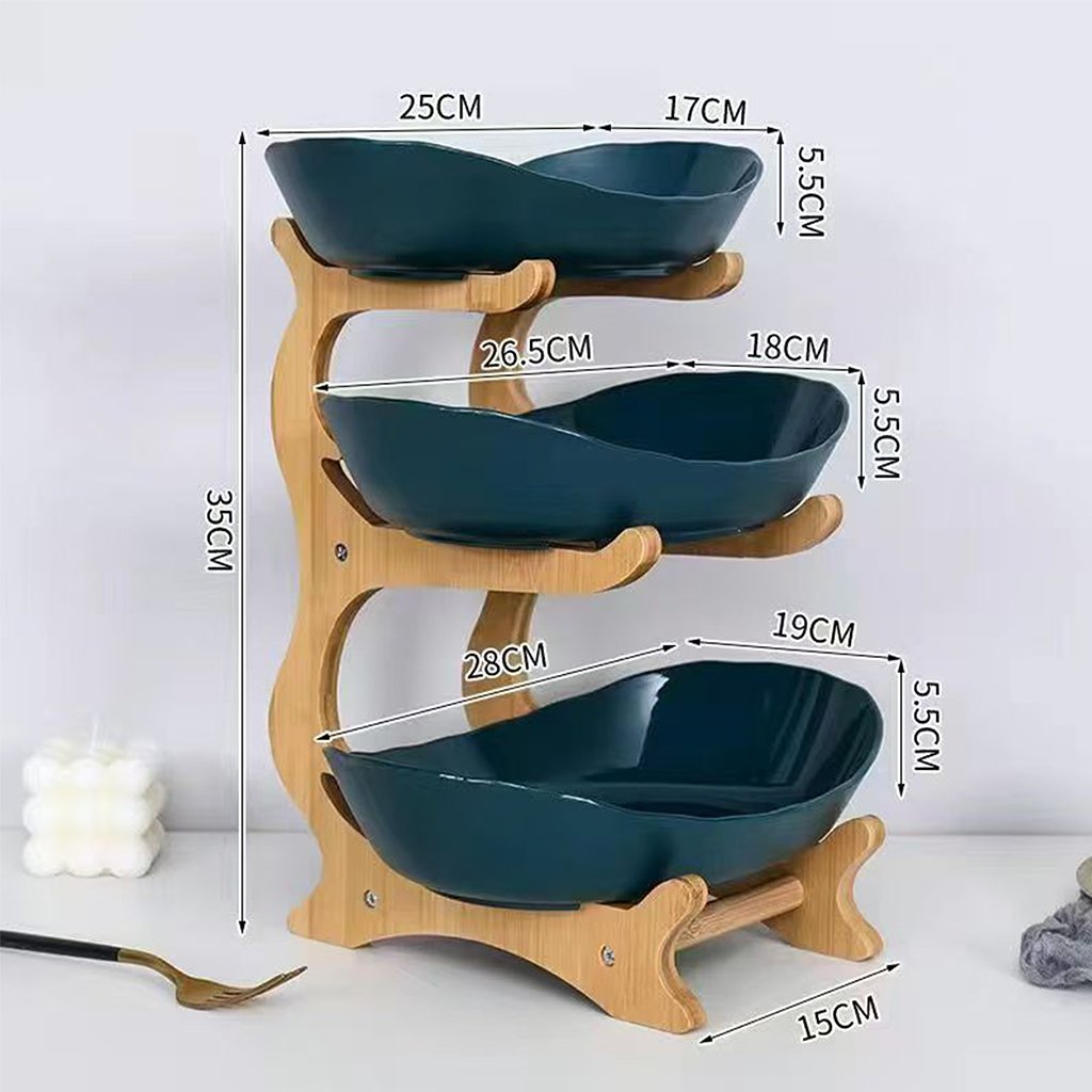 3-Tier Vertical Fruit Basket with Bamboo Stand