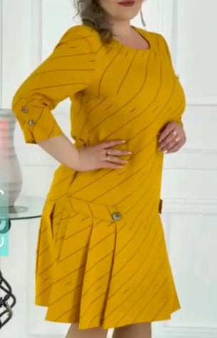 Elegant Round Neck Print Dress
