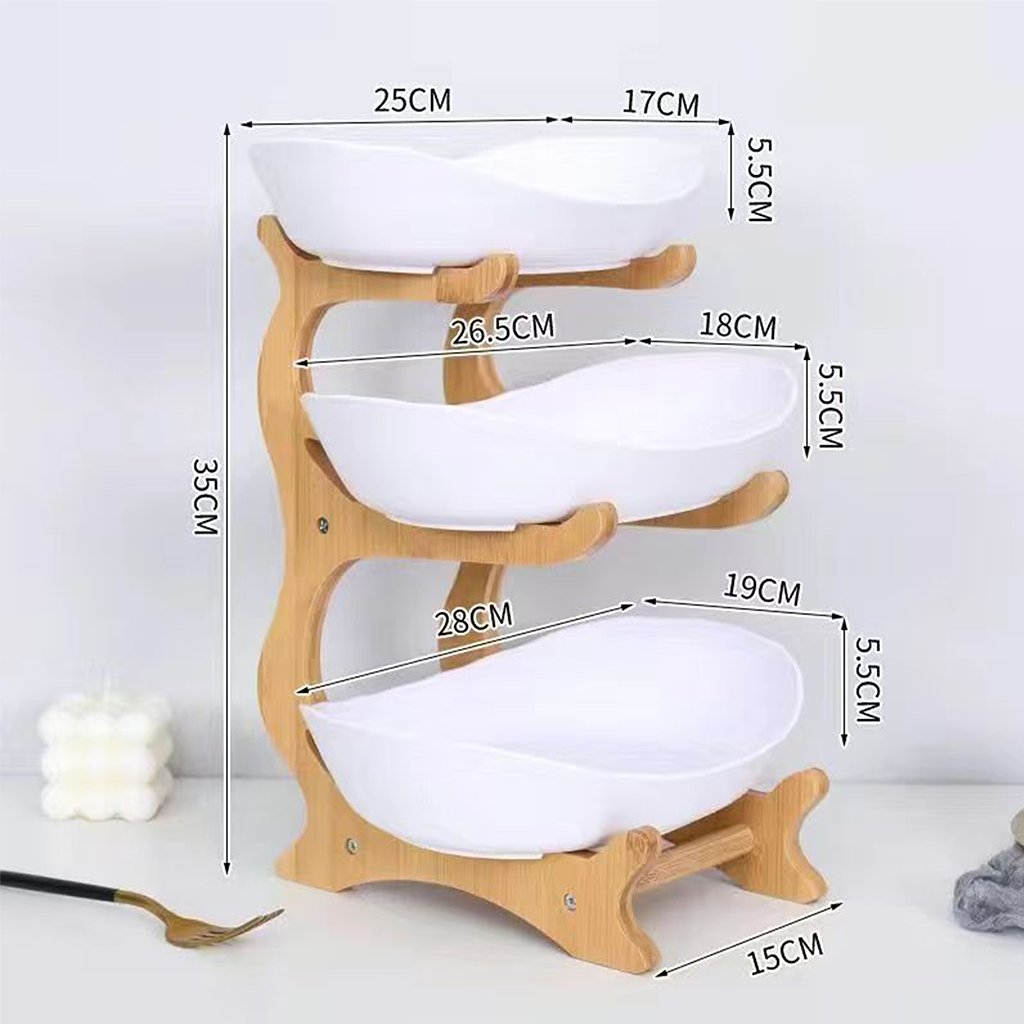 3-Tier Vertical Fruit Basket with Bamboo Stand