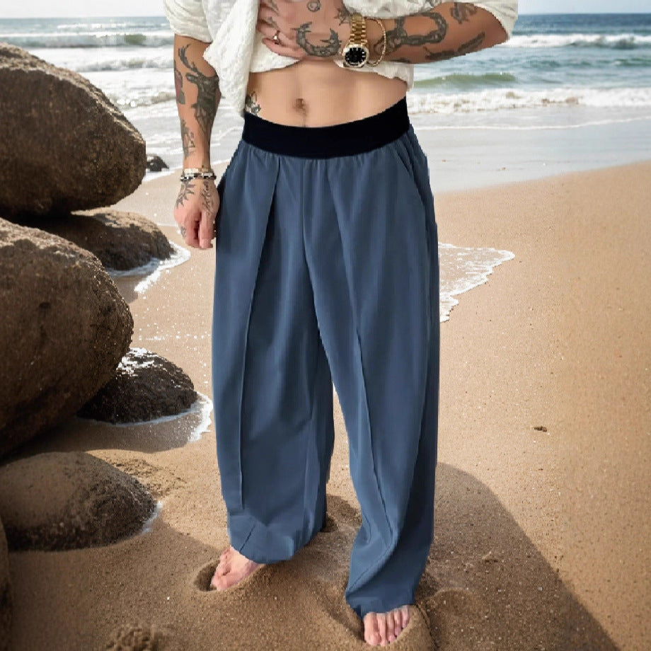 ✨Men's Pleated Wide-Leg Trousers with Elastic Waist