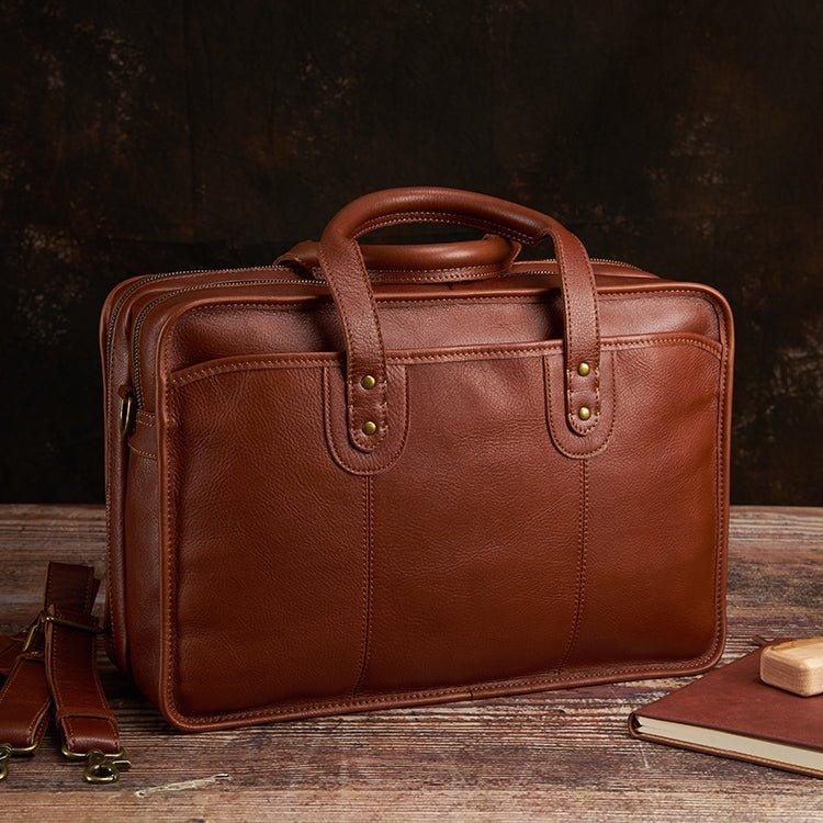 Vintage Leather Briefcase Fit 16" 17" Laptop