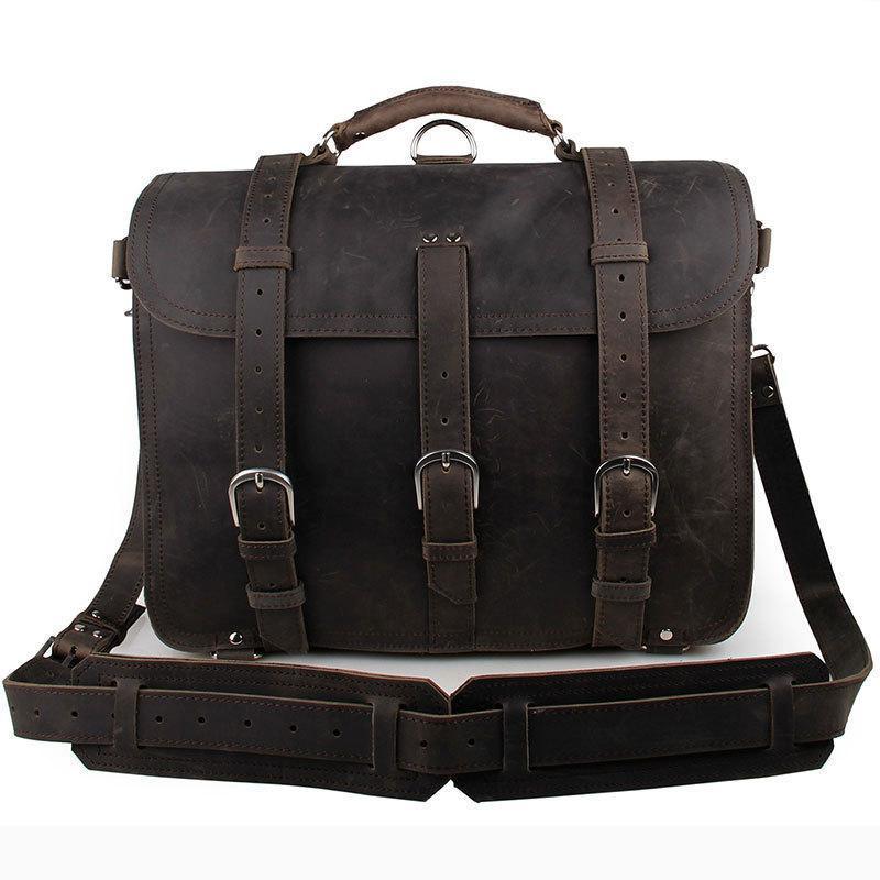 Vintage Leather Briefcase Backpack Convertible