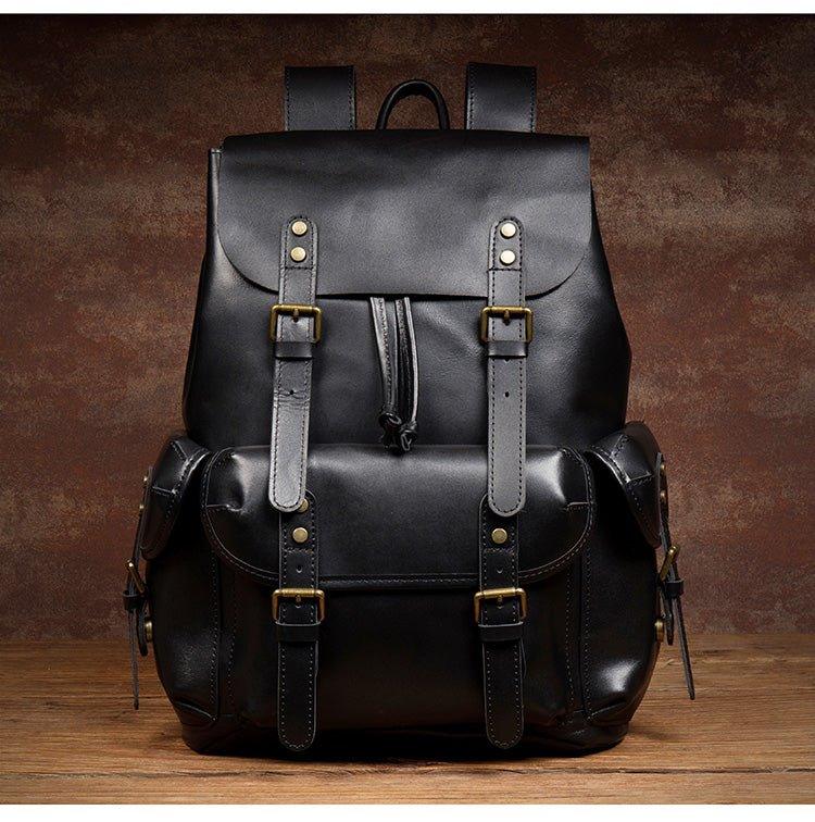 Large Mens Vintage Leather Backpack for Laptop