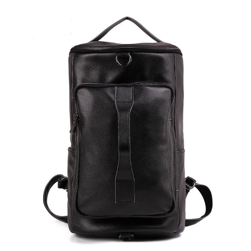 Mens Leather Cylindrical Backpack Large
