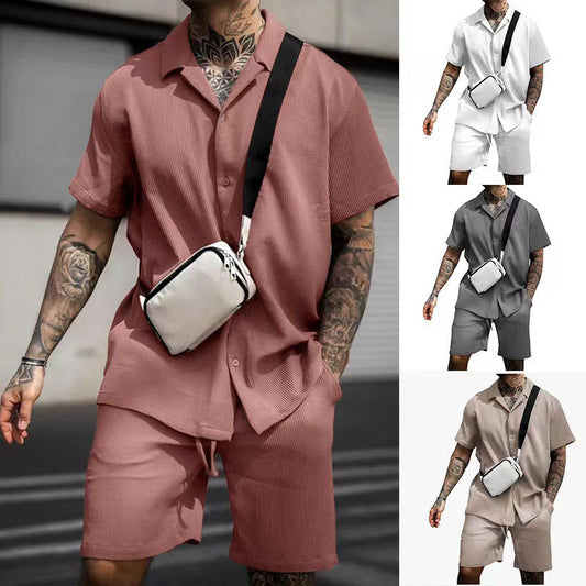 Men's casual sportswear-short-sleeved shorts men's summer fashion casual two-piece suit