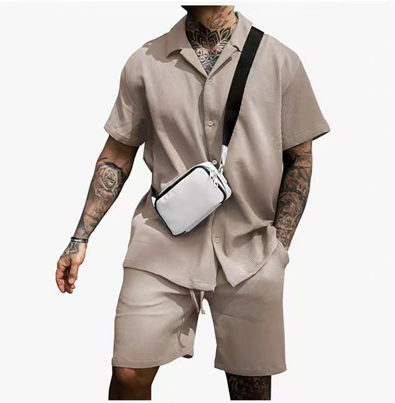 Men's casual sportswear-short-sleeved shorts men's summer fashion casual two-piece suit