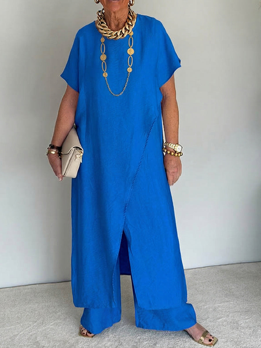 💃Women's Casual Retro-Style Comfortable Loose-Fit Asymmetrical Two-Piece Set