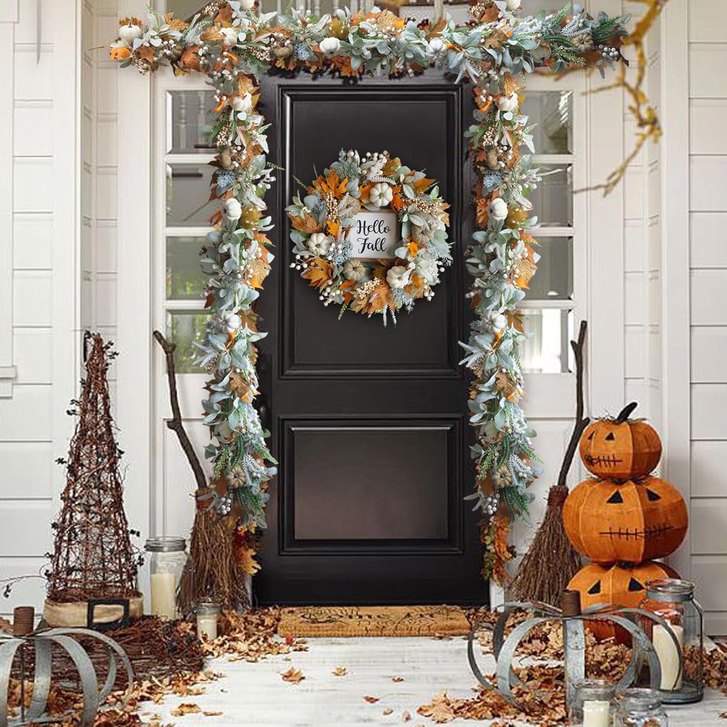 🔥Special Fall Sale 49% OFF🍁Fall Wreath with Pumpkin Maple Leaves