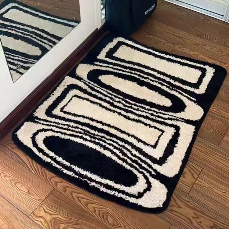 Geometric pattern flocked carpet