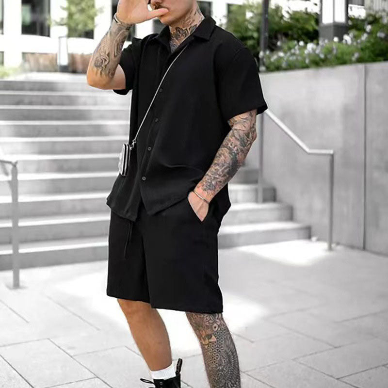 Men's casual sportswear-short-sleeved shorts men's summer fashion casual two-piece suit