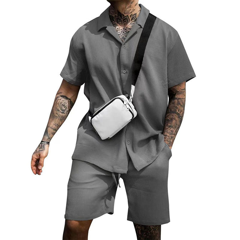 Men's casual sportswear-short-sleeved shorts men's summer fashion casual two-piece suit