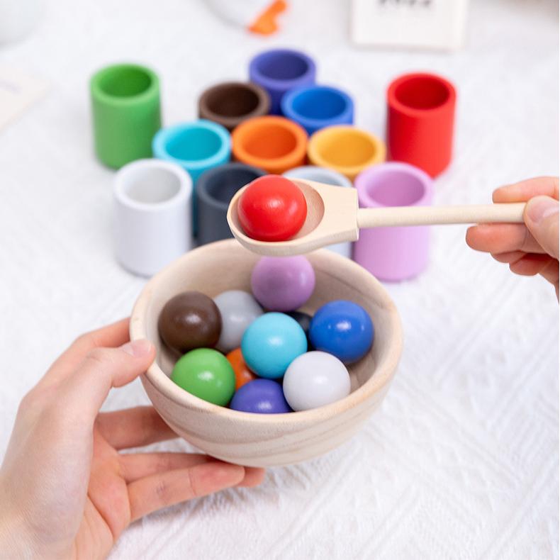 Rainbow Balls in Cups Toddler Montessori Toys