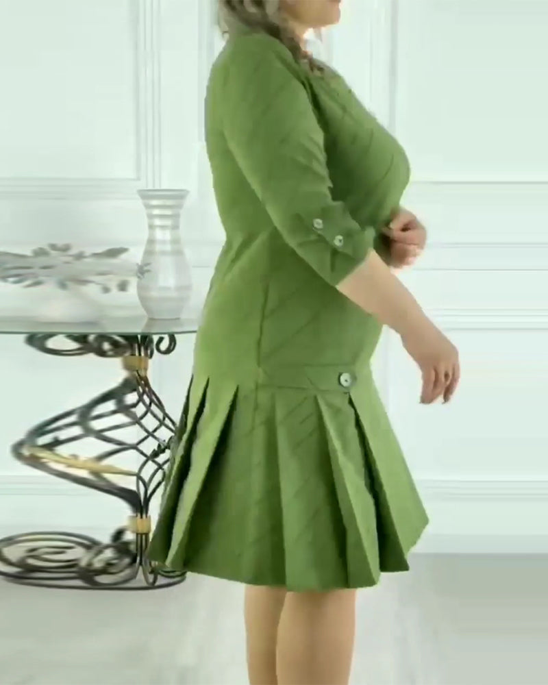 Elegant Round Neck Print Dress