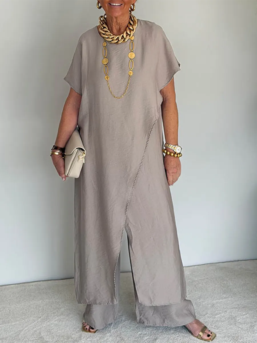 💃Women's Casual Retro-Style Comfortable Loose-Fit Asymmetrical Two-Piece Set