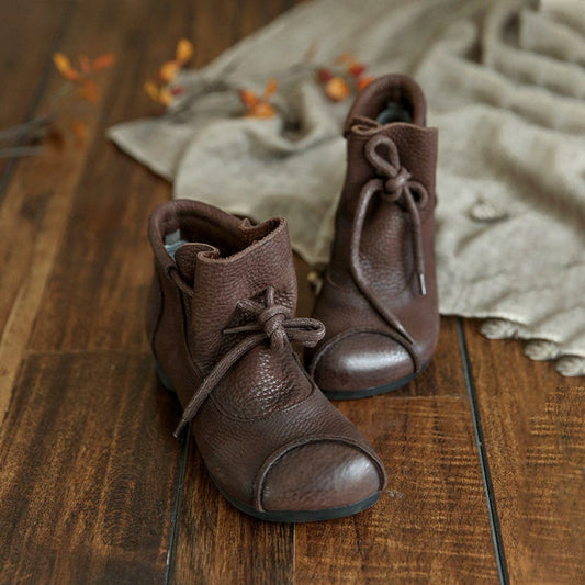 Cozy Autumn Retro Ethnic Leather Women's Ankle Boots