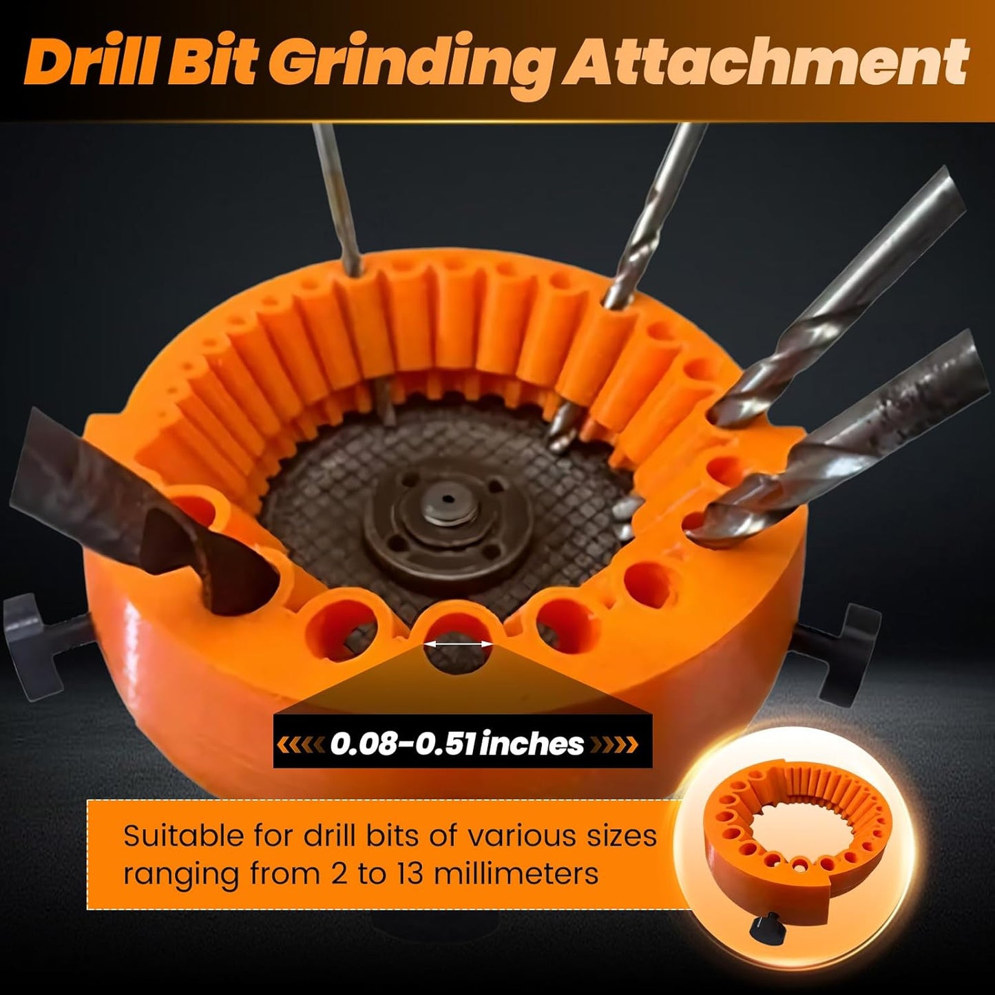 Drill Bit Sharpener,Power Drill Bit Grinding Attachment for 2 to 13 mm Bits,Compatible with 125mm Angle Grinders