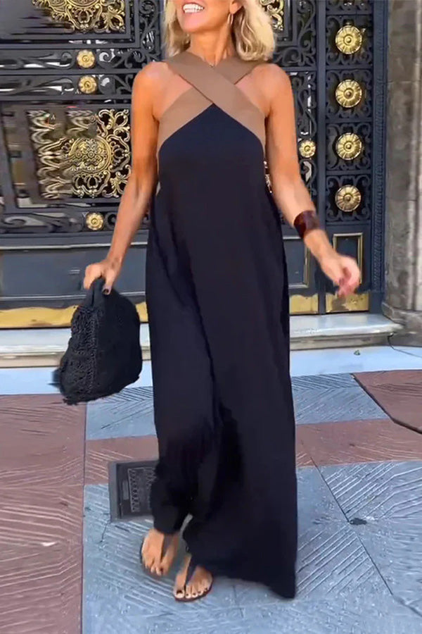 Women Cross Backless Sleeveless Dress
