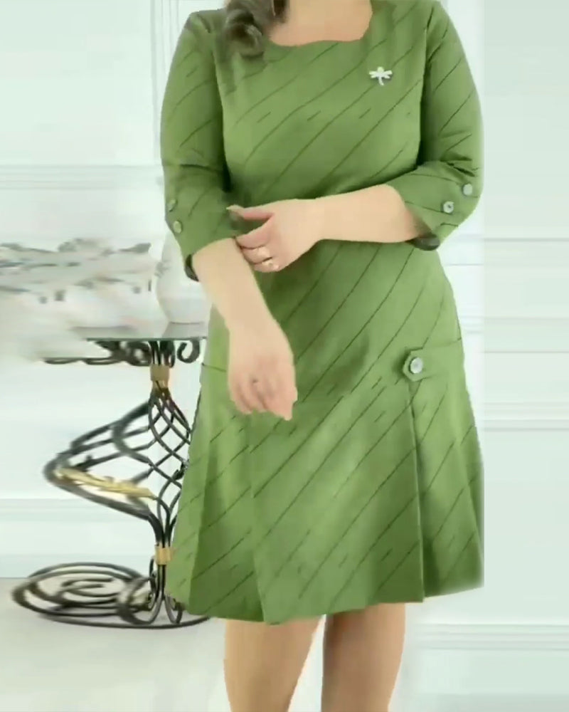 Elegant Round Neck Print Dress