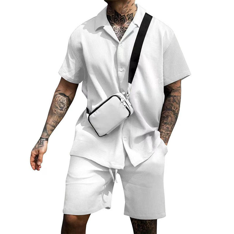 Men's casual sportswear-short-sleeved shorts men's summer fashion casual two-piece suit