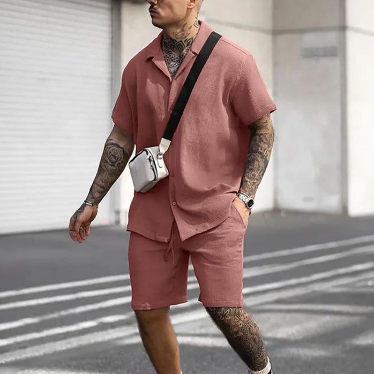 Men's casual sportswear-short-sleeved shorts men's summer fashion casual two-piece suit