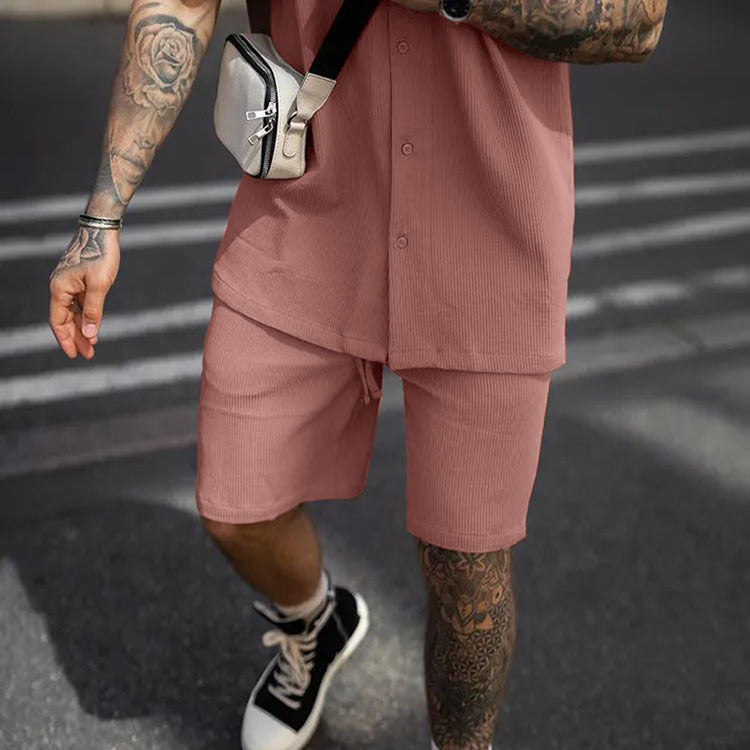 Men's casual sportswear-short-sleeved shorts men's summer fashion casual two-piece suit