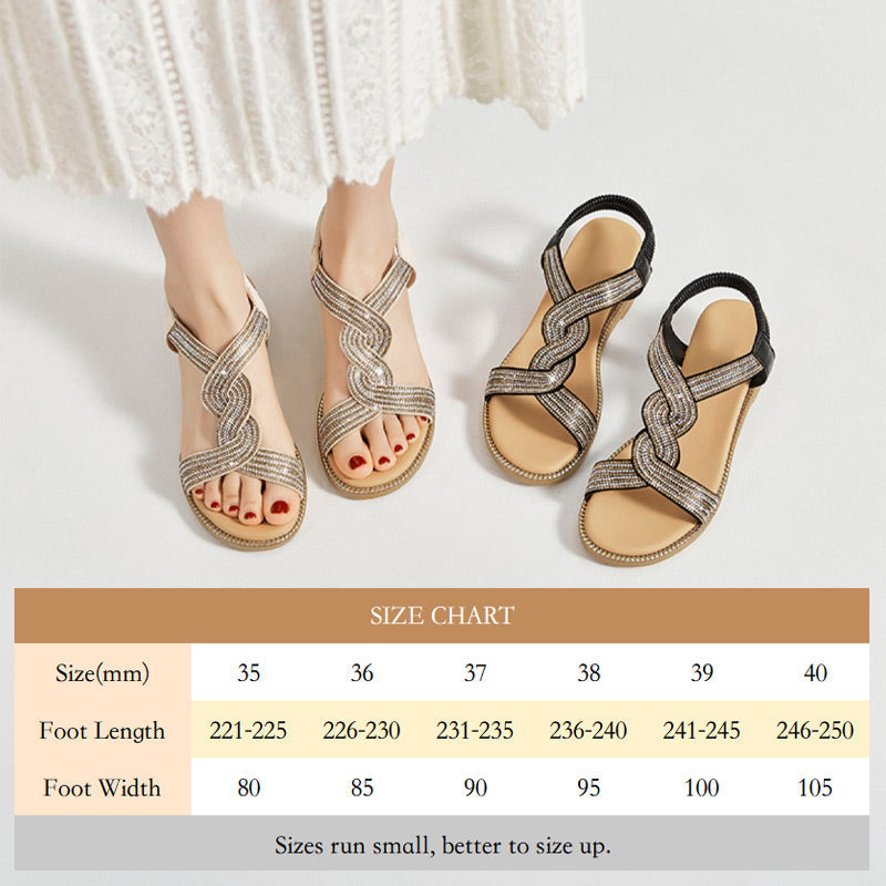 Anti-Skid Soft Sole Rhinestone Wedge Heel Sandals