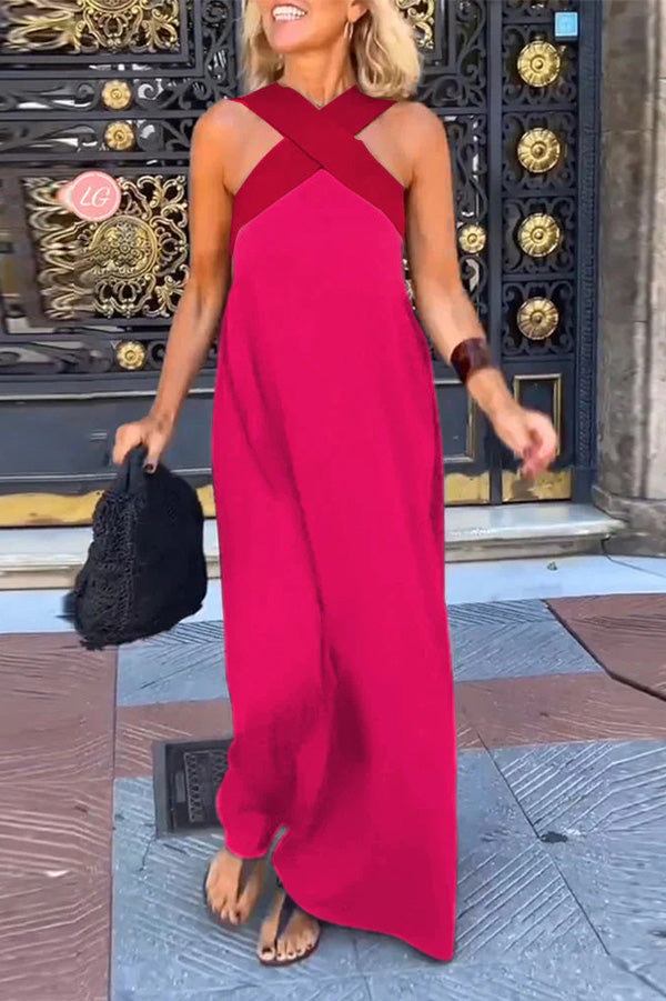 Women Cross Backless Sleeveless Dress