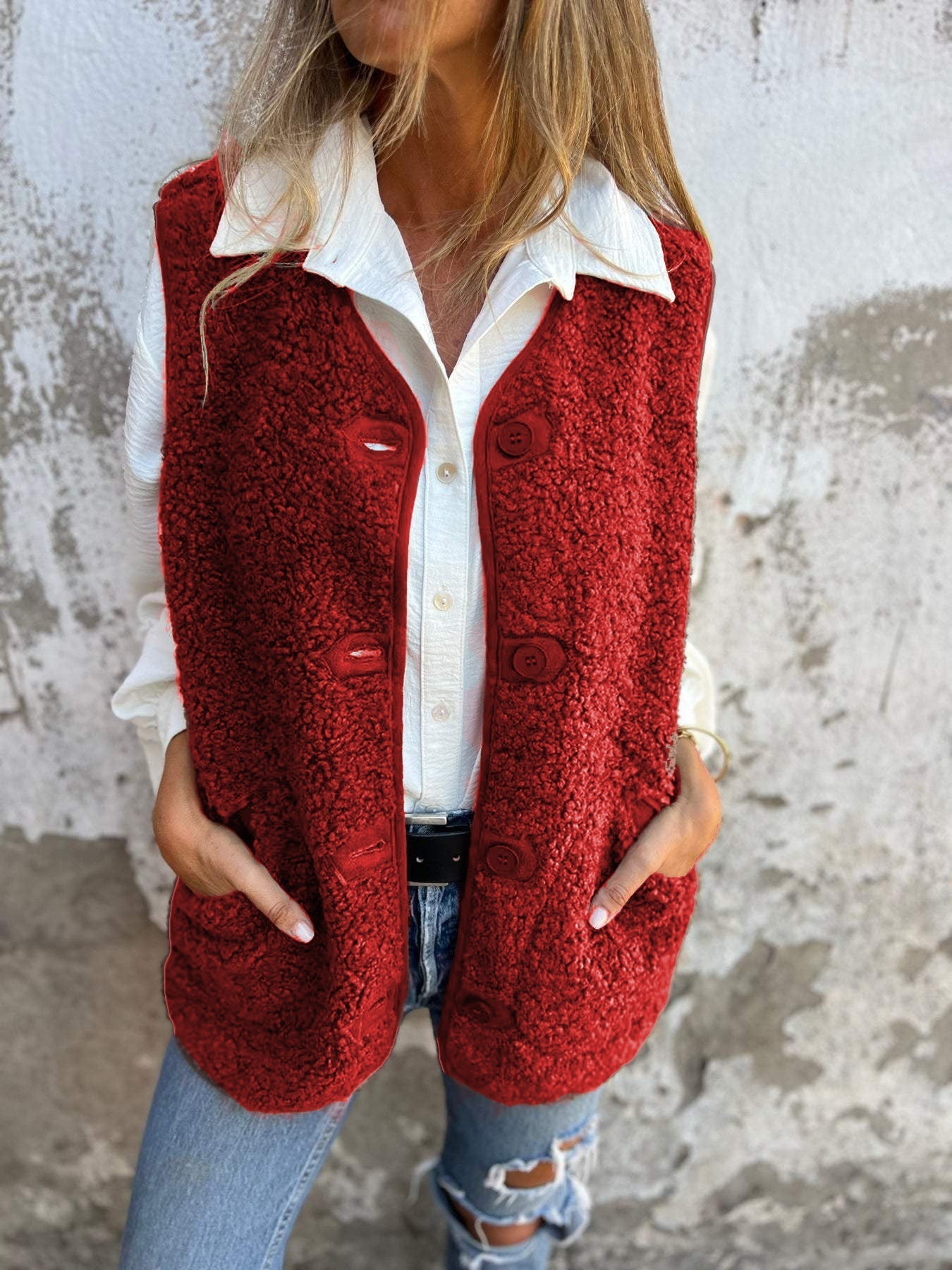 🎁Women's Fall Button Down Short Warm Vest