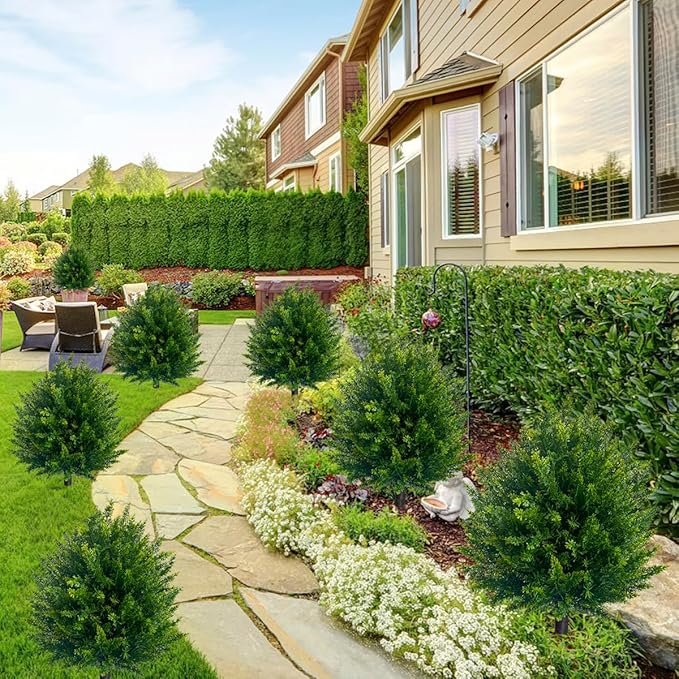 🌿UV Resistant Artificial Cedar Topiary Ball Tree