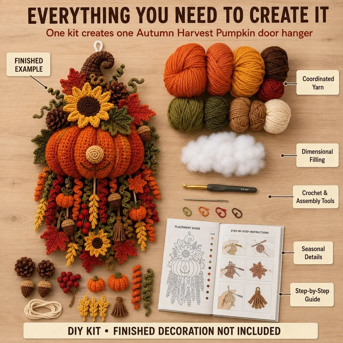 🧶DIY Seasonal 3D Crochet Door Hanger Kit Collection| Includes Accessories and Detailed Tutorials