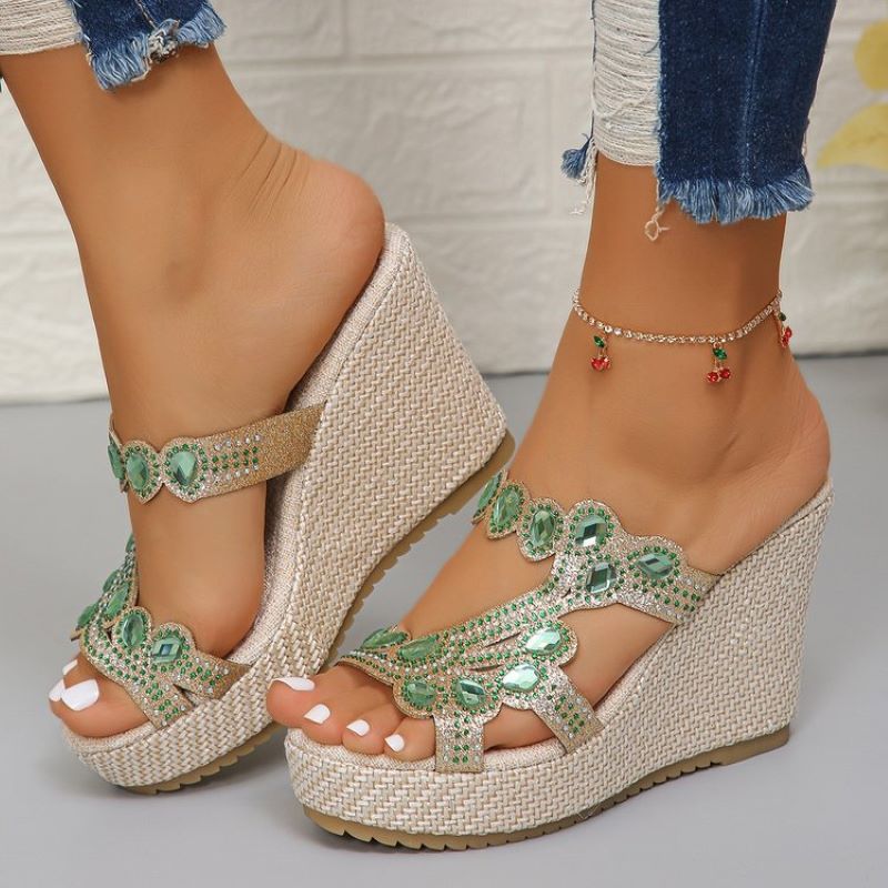 Women's Luxury Rhinestone Non-Slip Wedge Sandals