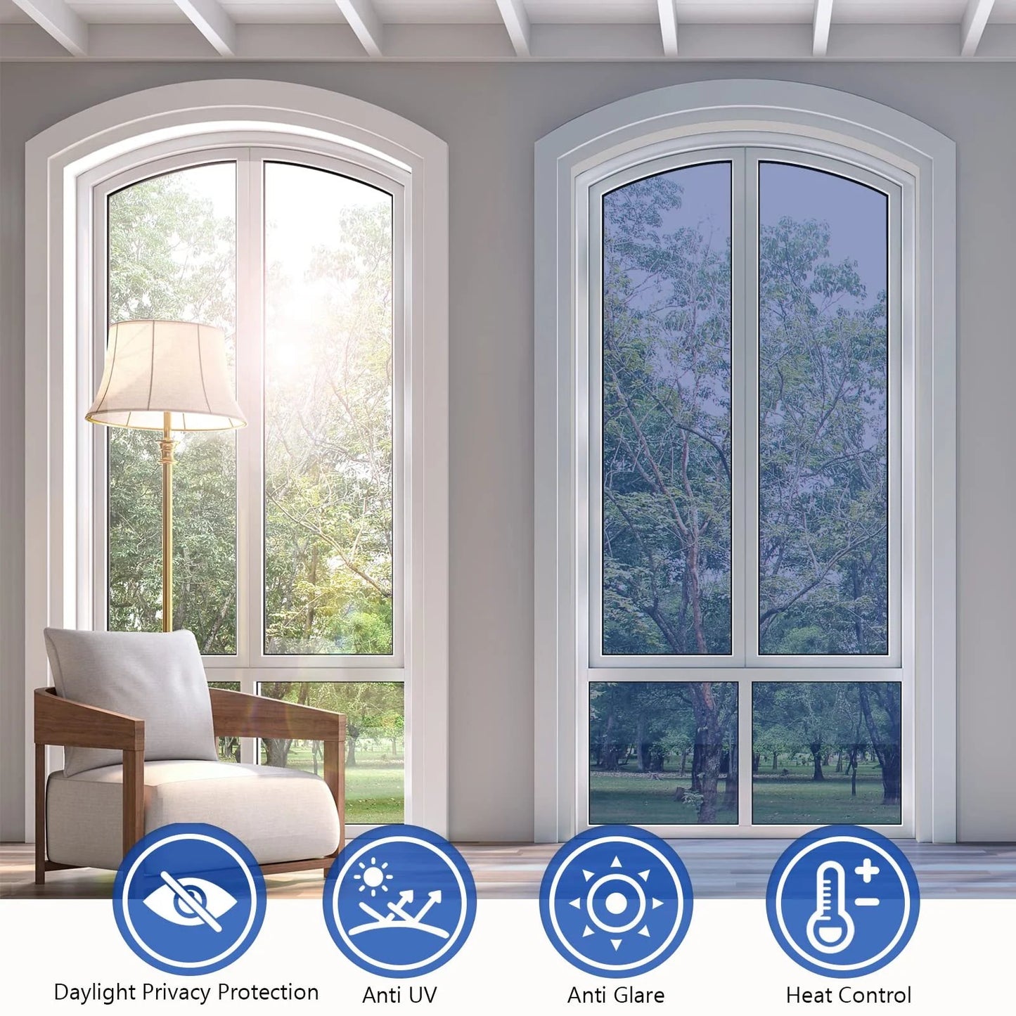 Privacy Sun Blocking Anti-UV Reflective Window Film