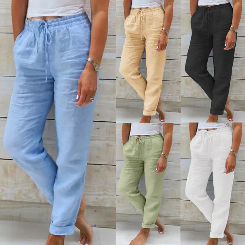 🌸Women's Elastic-Waist Cotton-Linen Casual Pants