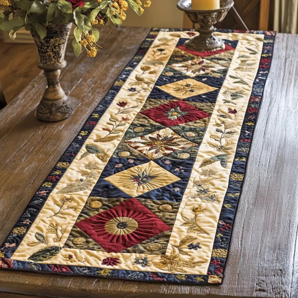 🍽️Quilted Table Runner with Vivid 3D Design