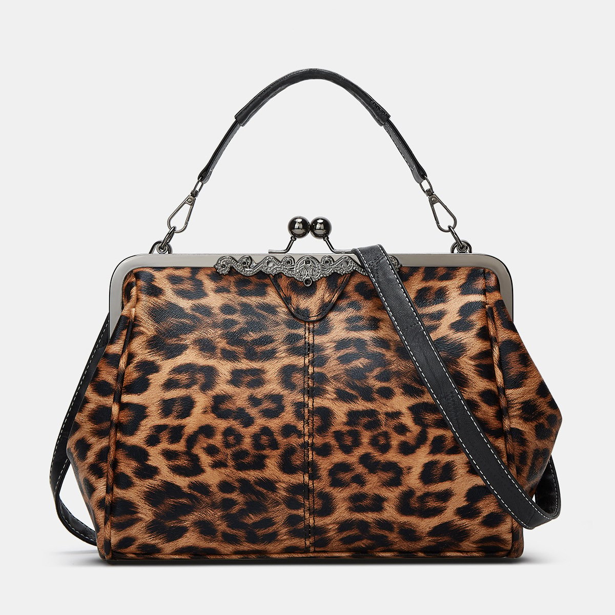 💼Elegant Waterproof Women’s Leather Kiss-Lock Tote Handbag