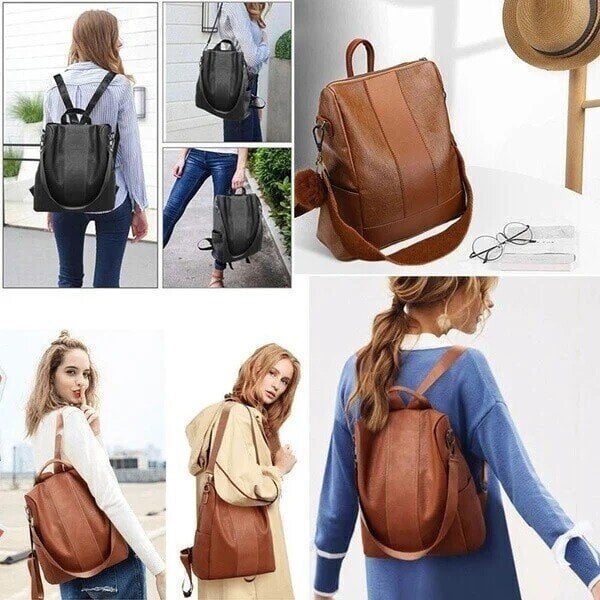 Leather Ladies Anti-Theft Backpack