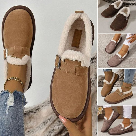 Women's Plush Round Toe Slip-On Orthopedic Loafers Shoes