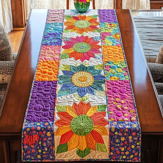 🍽️Quilted Table Runner with Vivid 3D Design