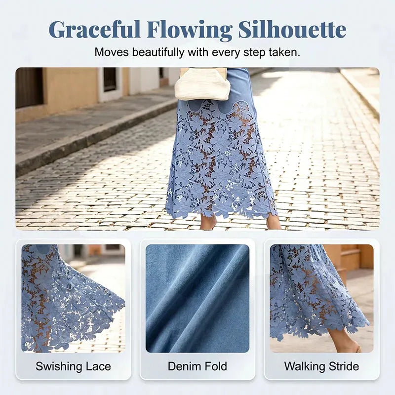 Elegant Slim-Fit Denim Skirt With Cut-Out Detailing