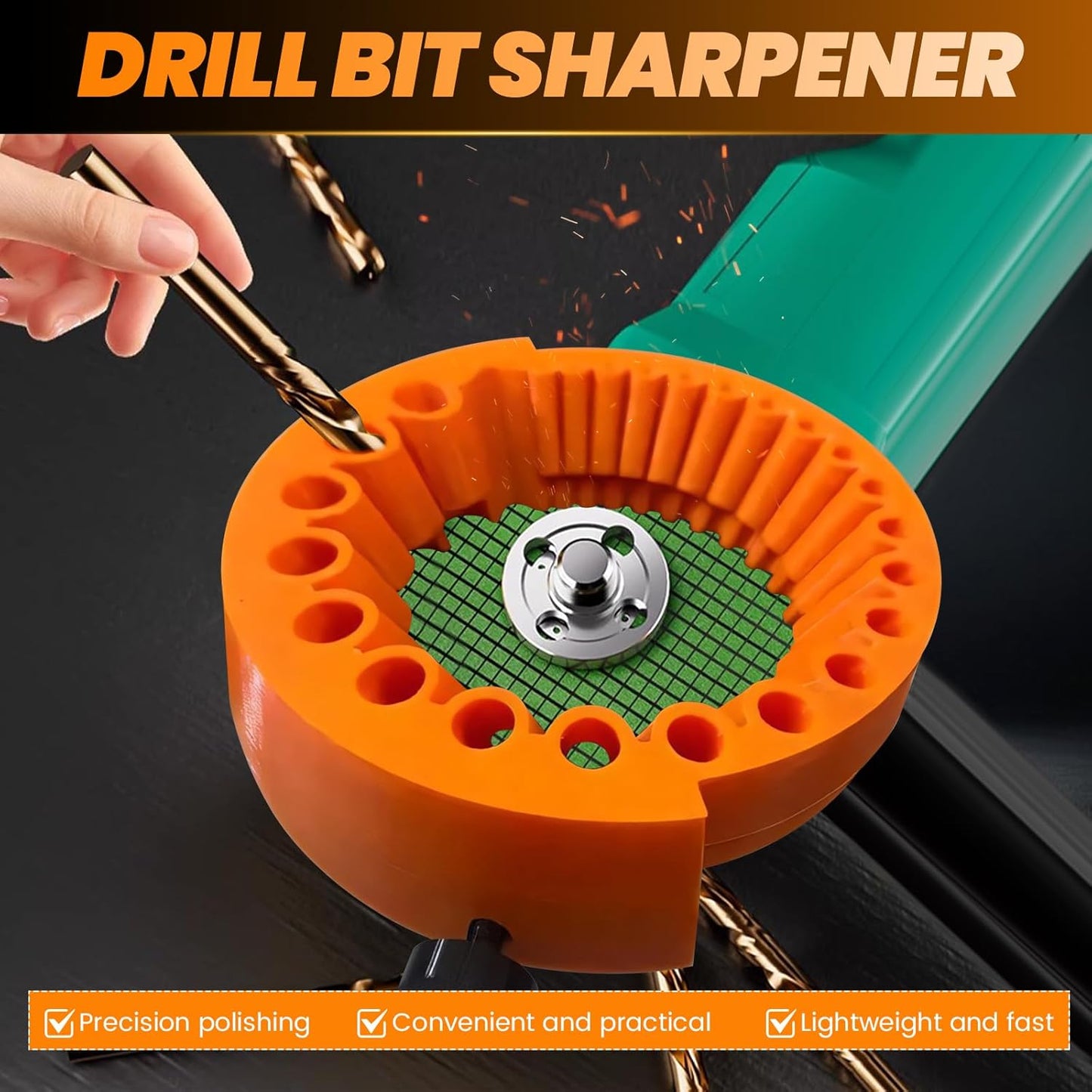 Drill Bit Sharpener,Power Drill Bit Grinding Attachment for 2 to 13 mm Bits,Compatible with 125mm Angle Grinders
