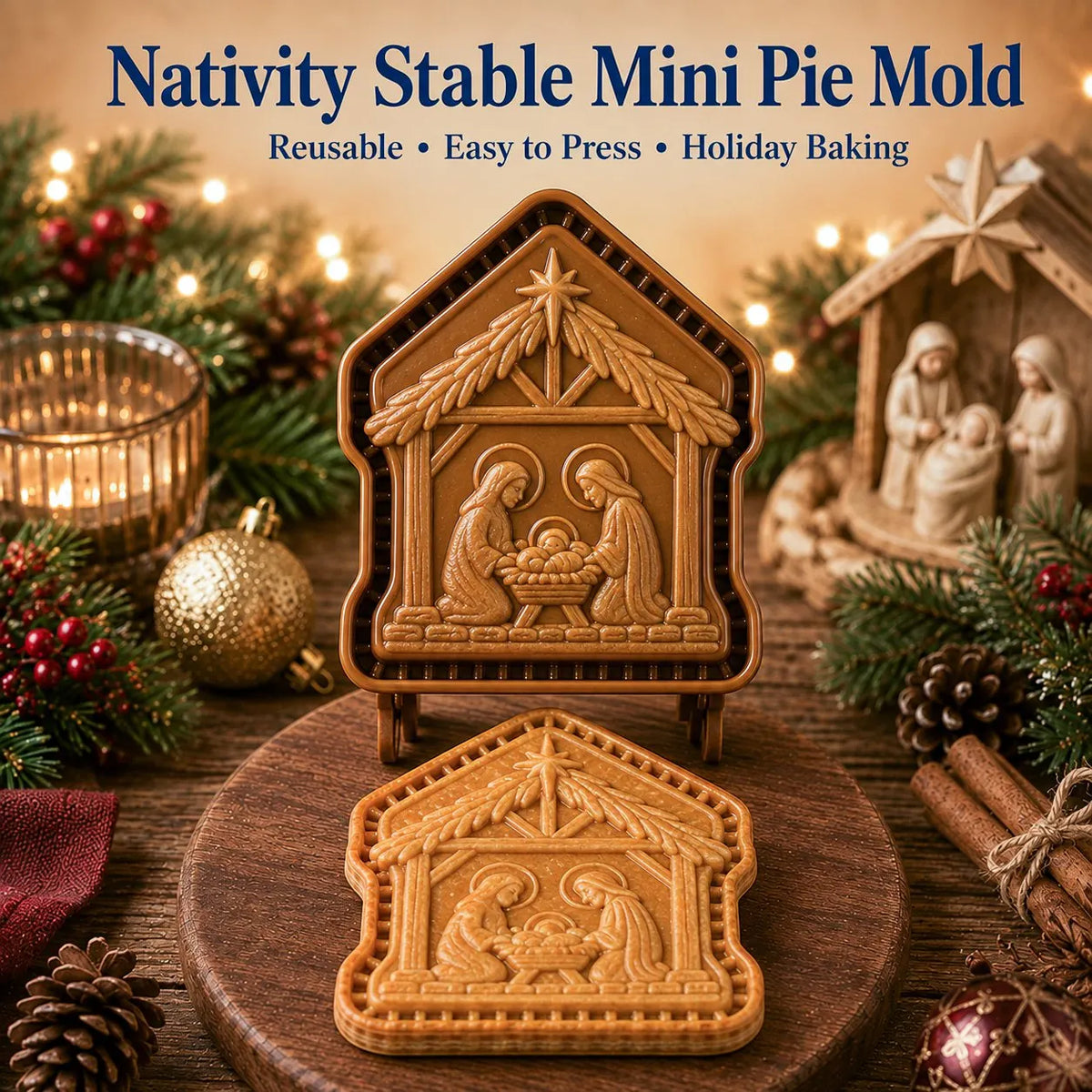 ✝️ Faith & Nativity Christmas Mini Pie Mold Collection-Faith‐Filled Holiday Baking