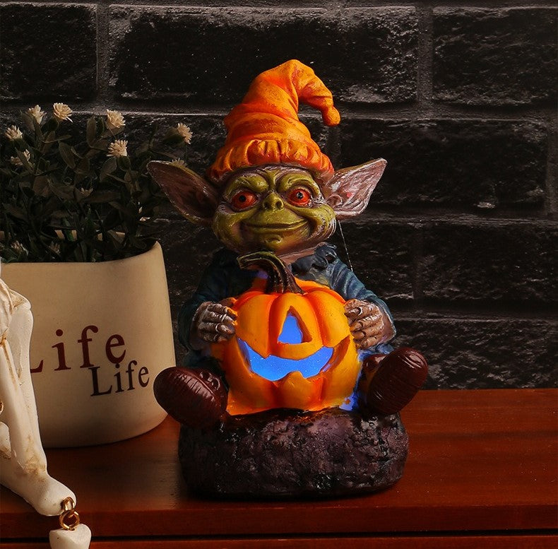 Ghoulie Halloween Resin Statue with Pumpkin Lamp - BUY 1 GET 1 FREE