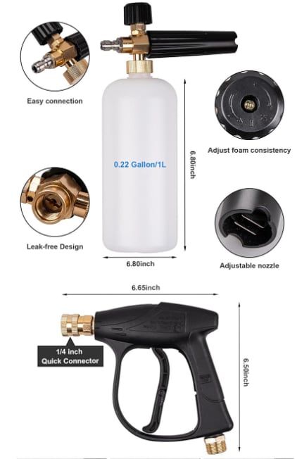 Water Spray Tool with 5 Pressure Washer Nozzles