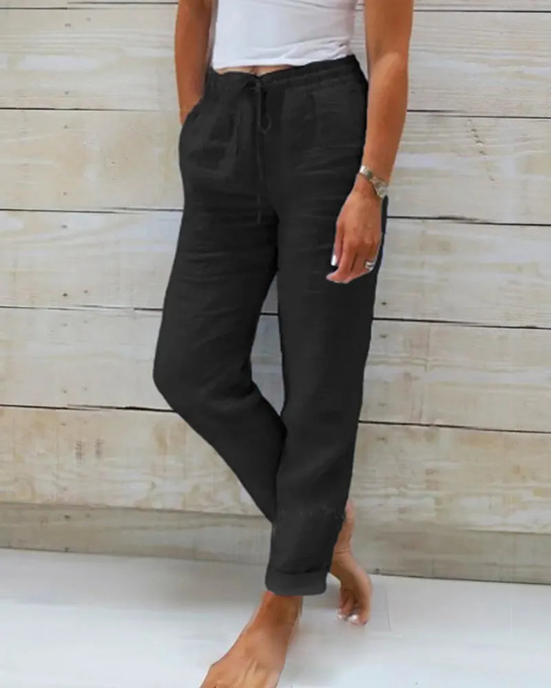 🌸Women's Elastic-Waist Cotton-Linen Casual Pants