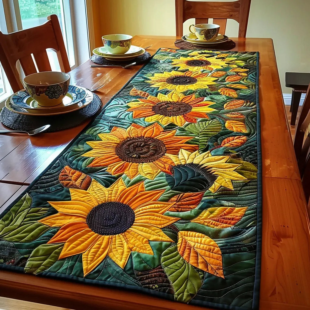 🍽️Quilted Table Runner with Vivid 3D Design