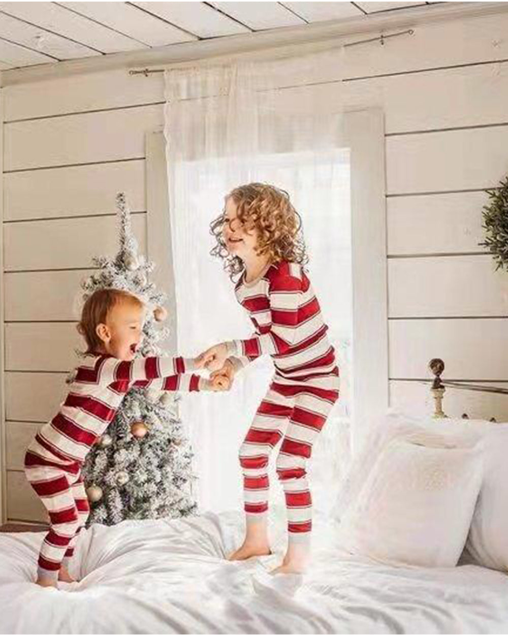 Christmas Red Striped Family Pajamas