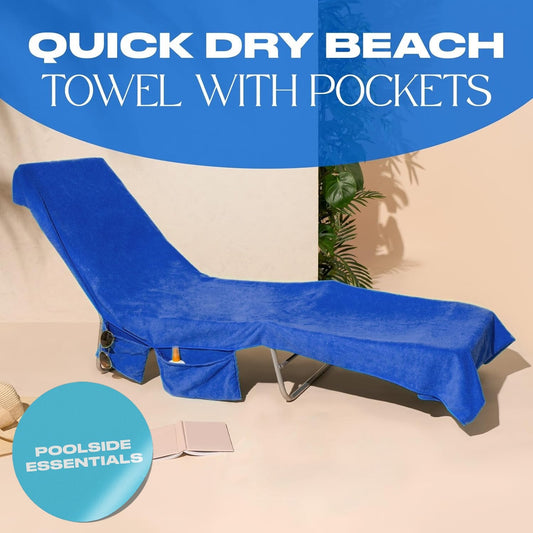 🎁Sun Lounger Towel in Bag with Pockets Storage
