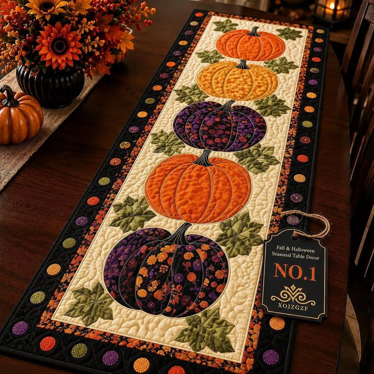 🍽️Quilted Table Runner with Vivid 3D Design