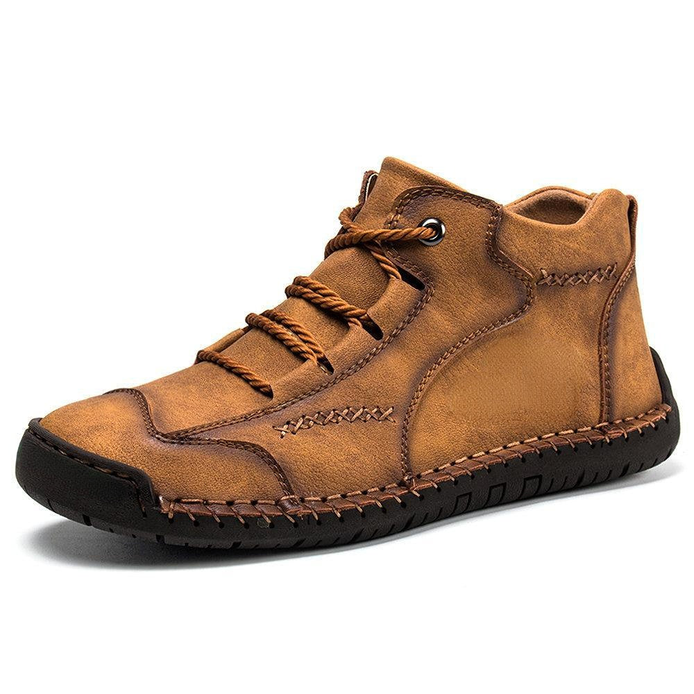 Men Vintage Microfiber Leather Hand Stitching Soft Ankle Boots