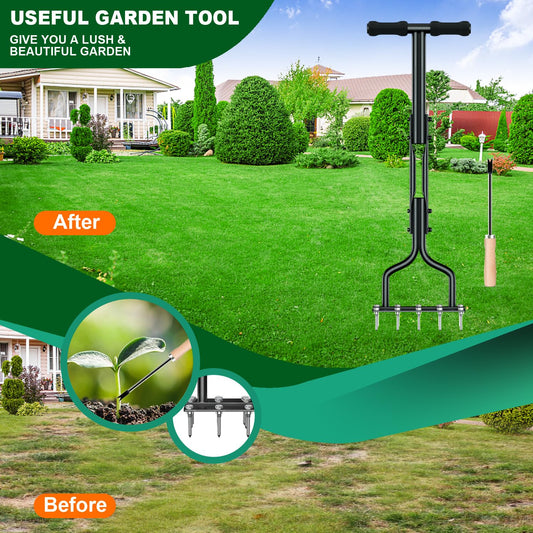 2 in 1 Spiked Aerator Manual Aerator Lawn Tool